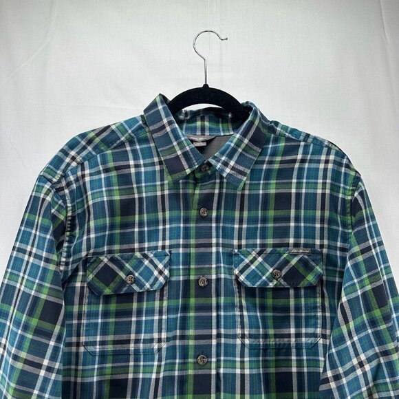 Eddie Bauer Shirt Mens Size L Tartan Plaid Utility Button Down Long Sleeve Green - Picture 3 of 11